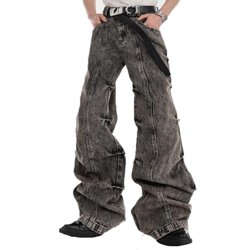 Men's Vintage Flared Leg Denim Jeans Streetwear Trendy Fashion Loose fit Denim Pants - Main Image