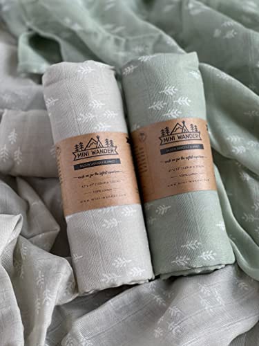Image of Mini Wander Swaddles for Newborns Muslin Swaddle Blankets - Breathable Soft Gender Neutral Receiving Blanket Baby Essentials | 47 x 47 Cotton - (Forest (Gray Wolf)