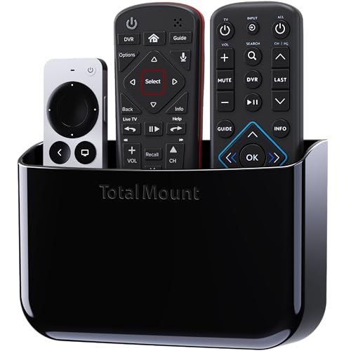 TotalMount Hole-Free Remote Holder – Eliminates Need to Drill Holes in Your Wall (Premium Black Holder for 2 or 3 Remotes)