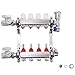 Produktbild FlowerW Heizungsverteiler 1/2 Inch 4 Stromkreise mit Ventilen Edelstahl Fußbodenheizungsverteiler PEX Strahlungswärmeverteiler (1/2 Inch 4 Stromkreise)