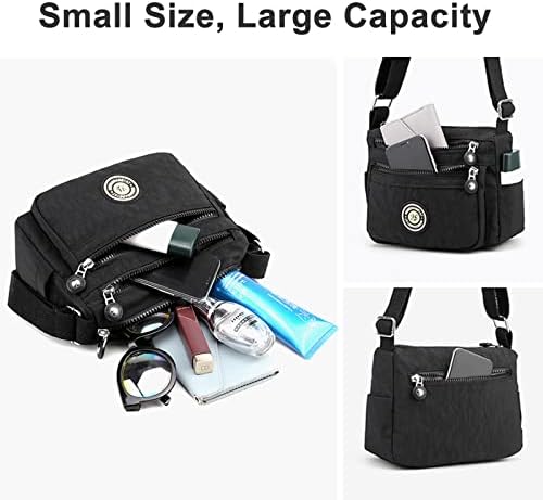 Cross body Bag Women Nylon Waterproof Flowral Adjustable Strap Large Capacity Shoulder Bags Travel Messenger Bags with Multi-Pocket for Ladies and Girls