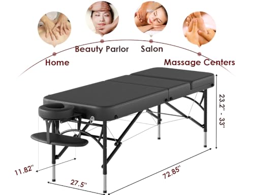 Image of CLORIS 84 inch Professional Massage Table 3 Section Portable Hold Up to 1100LBS