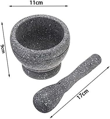 Multifunctional Garlic Masher Set, Kitchen Manual Manual Wooden Garlic Ginger Spice Mortar and Pestle Set Grinding Bowl Grinder (Granite)