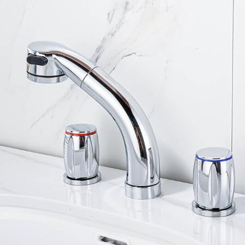 Robinet mitigeur salle de bain 3 trous chrome brillant haut de gamme fendu