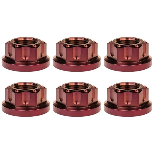 Image of Titanium M6 M8 M10 M12 M14 M16 Flange Bolt Nut Bicycle Motorcycle Rear Axle Car Modification Accessories Pack of 6 (M16 Pitch 1.5mm, Burgundy)