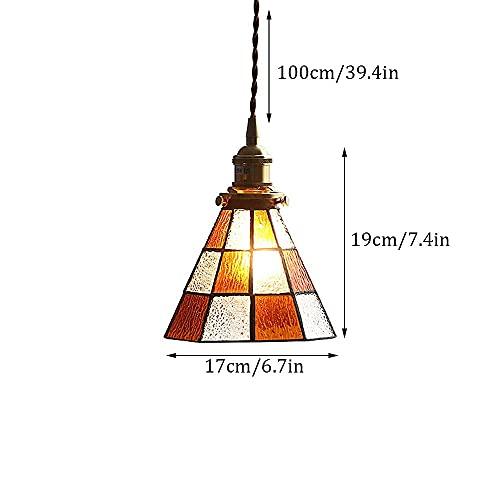 Iluminación colgante de vidrieras con elegante patrón retro 8