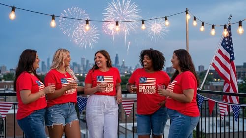 Image of ForHailey Women's 4th of July Patriotic Shirts Graphic Tees USA Shirt American Flag Short Sleeve Tunic Tops