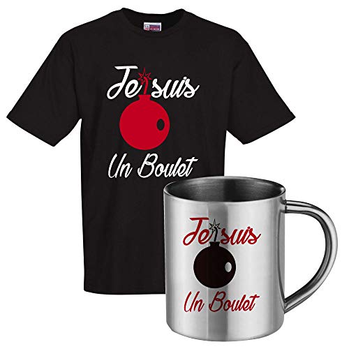 T-Shirt pour Tous Je suis Un Boulet et Mug Inox : Cadeau Fête des Mères