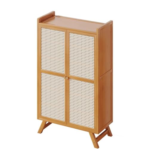 Armoire de rangement à chaussures en bambou meuble 5 à 7 niveaux avec 2 portes