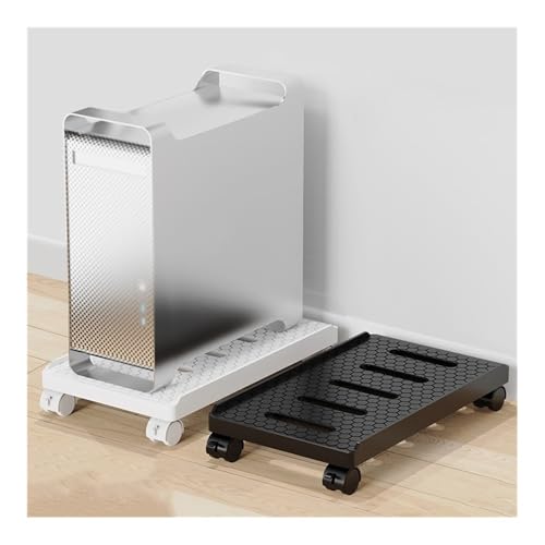 Soporte para torre de computadora con ruedas bloqueables para oficina en casa, elevador de altura, diseño compacto blanco miniatura 4