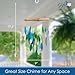 Blue Handworks Ocean Waterfall Glass and Driftwood Chime, Sandblasted Glass and Found Wood Handcrafted Wind Chime