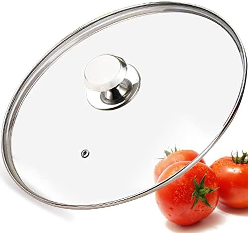 Glass Lid for 12 in Frying Pan, Tempered Replacement Top for 12 inches Cookware, Skillets, Stainless Steel Pans &Pots, Cast Iron, Cast Aluminium Pans, Dutch Ovens 30 cm
