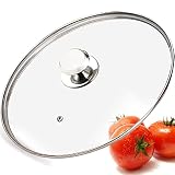 Glass Lid for 12 in Frying Pan, Tempered Replacement Top for 12 inches Cookware, Skillets, Stainless