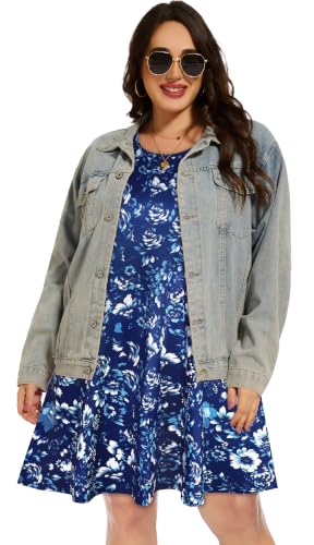 Image of elescat Plus Size Summer Dresses for Women Casual Short Sleeve Pockets Loose Oversized T Shirt Sundress 2026