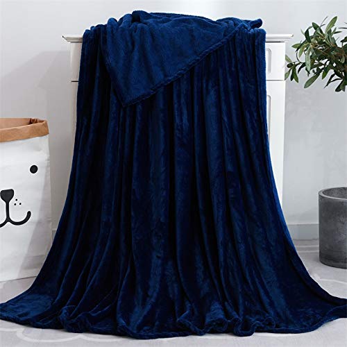 Yinghesheng Flannel Fleece Soft Throw Blanket for Settees/Sofa/Chairs/Couch - Lightweight, Warm and Cozy,Single/Double/Twin Bed Large Plush Blankets,dark blue,180x200cm — image 1