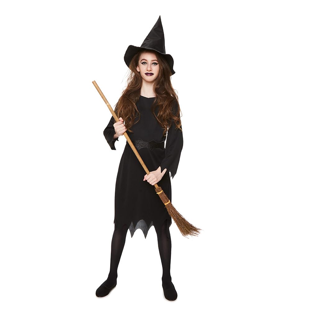 Mad Toys Witch Sorceress Kids Halloween Cosplay Dress-Up Roleplay Spooky Theme Party Trick or Treat Costume Includes Belt and Hat, Small 3-4 Years