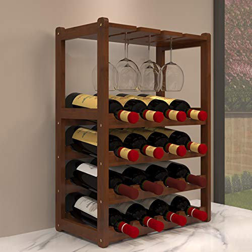 Soporte de Vino Libre 2 Niveles con Portavasos de Cristal miniatura 1