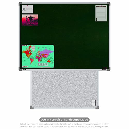 Image of Scholar Art Metis 3x4 Feet Fabric Pin-up Display Board for Study Table & Kids Room | High Strength Velvet Cloth + High Density Soft Board for Pinning Photos, Sticky Notes & Reminders (Dark Green)