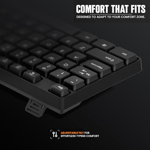 Image of Intex Rise Wired Keyboard (Corona S IT-KB333) | USB Plug & Play | 104 Premium Keys | 5 Million Keystroke Lifespan | Anti-Splash Design | Adjustable Height | 1.2 Meter Cable Length | Black