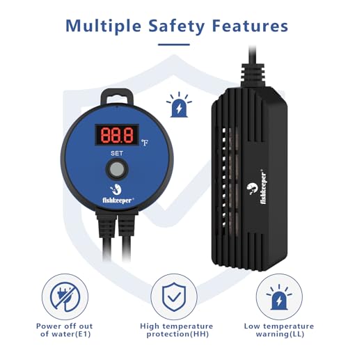Image of fishkeeper Mini Aquarium Heater: 100W 63-93F Precise Control for 26-53 Gal
