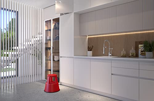 WEDO Rollhocker STEP aus bruchfestem Kunststoff - rollbarer Elefantenfuß Tritthocker, TÜV GS-geprüft, Made in Germany, rutschfest - Höhe ca. 43 cm, Tragkraft 150 kg, Farbe Rot