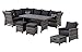 Produktbild Hohe 3 in 1 Dining Poly Rattan Lounge Santa Cruz Deluxe XL Black Pearl Links, mit verstellbaren Armlehnen, flexibel einsetzbar