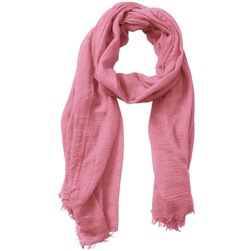 Image of Lightweight Cotton Blend Scarf for Women Men | Large,Breathable,Thin,Soft,Crinkle Scarf,Hijab Head Wrap,NeckScarf,Everyday,Travel Scarf,Summer Dress Scarves Holiday Gift