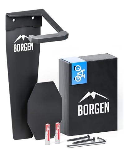 Borgen Fahrrad Wandhalterung Vertikal bis 32 kg - Fahrradhalterung Wand für E-Bike MTB Rennrad und Citybike Fahrrad Haken - Vertikale Wandhalterung Fahrrad für Garage Keller und Wohnung