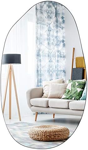 EDGEWOOD Asymmetrical Accent Wall Mounted Irregular Oval Mirror Decorative Living Room Bedroom Entryway, 19.7 x 33.5 Inches