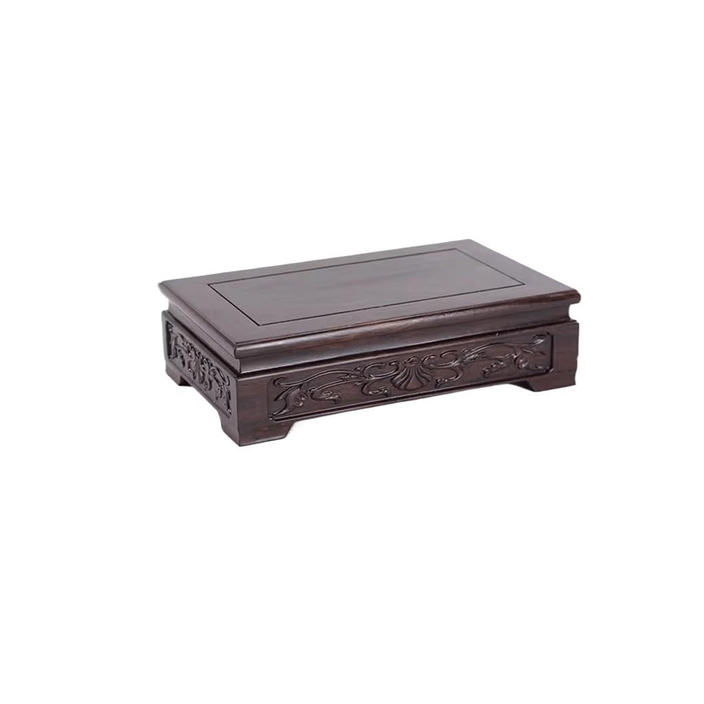MPOPO Bonsai Pedestal Mahogany Bracket Base Solid Wood Crafts Rectangular Ornament Flowerpot Vase Teapot Buddha Statue Vase Display Stands Pedestal Base