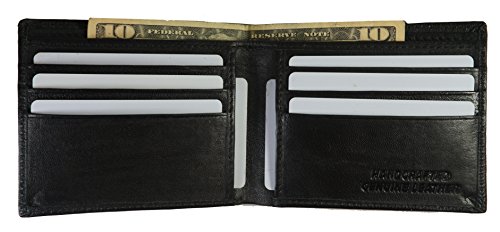 Bullz Genuine Leather Decorative Stitched Bifold Credit Card Black Men's Wallet