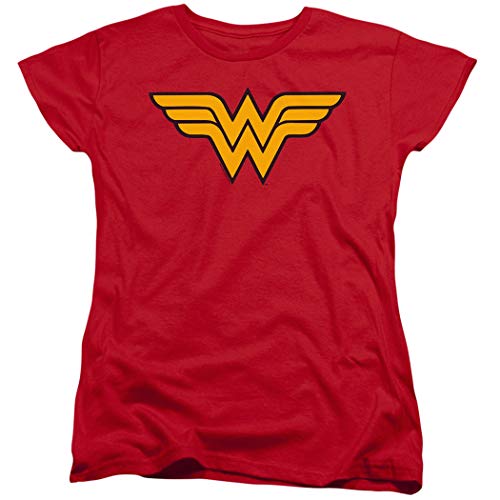 Popfunk Wonder Woman Logo Women's T Shirt & Stickers (Medium) Red