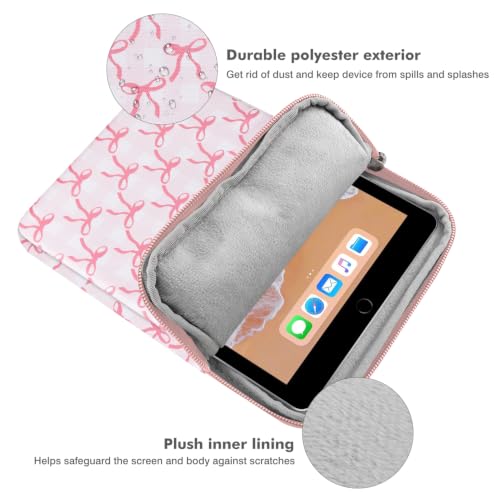 Image of MoKo 9-11 Inch Tablet Sleeve Bag Carrying Case Fits New 11inch iPad Air M4, iPad A16 2025, iPadPro 11 M4, Air 5 /4 /3, iPad10 /9 /8th Gen, Tab S8 /S9 11 inch, Tablet Carrying Case, Pink Bow