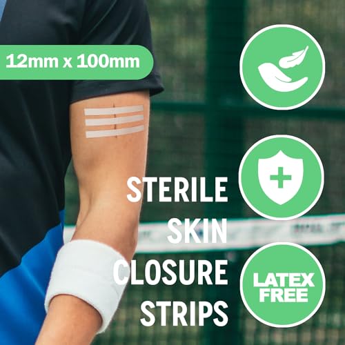 PosiPulse Sterile Hautwundverschlussstreifen, 202 Streifen, verbesserte Heilung, verstärktes Design,latexfrei, selbstklebende Rückseite, optimal für Schnittwunden, Nähte, 3 x 75,6 x 38,6 x 75,12 x 100