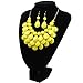 Qlavoca Teardrop Floating Statement Necklace Earrings Bubble Layer Chucky Rib Collar Necklace Resin Boho Wowmen Charm Fashion Jewerly Accessories Necklace Earring Set (Yellow)