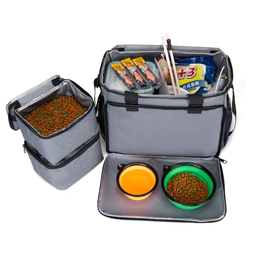 wakytu Hunde-Reisetasche von Fluggesellschaften Zugelassene Tragetasche für Hunde Speichert All Ihr Hundezubehör Inklusive Haustier-Reisetasche, Lebensmittelbehälter und Faltbarem Napf Ferfektes