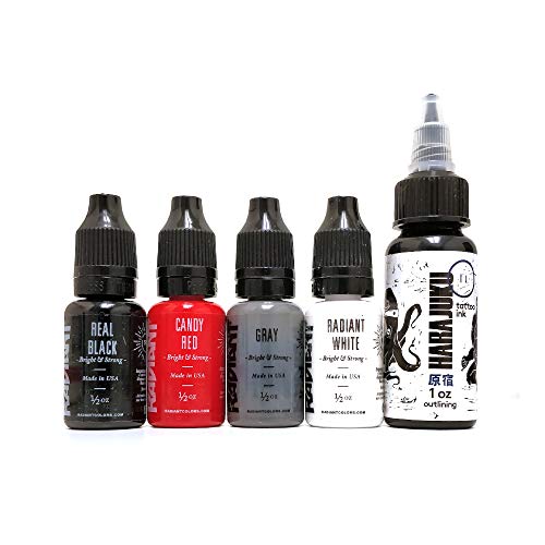 Radiant Colors Pointillism Tattoo Ink Set 1/2oz Bottles Kit Pigment Made in USA