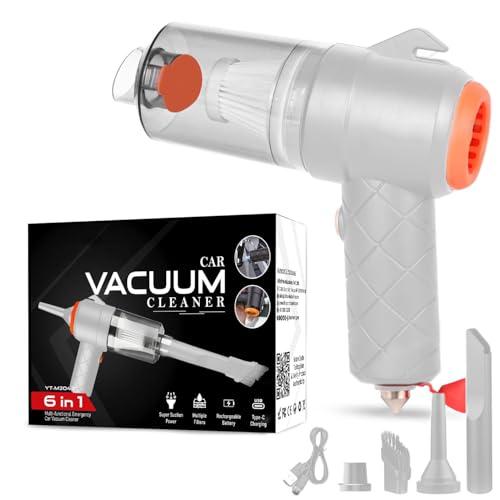 Image of JAYTOP Vacuum Cleaner for Car Use with Blower, Seat Belt Cutter & Window Hammer | Cordless Handheld Vacuum Cleaner for Wet & Dry Cleaning for Home /Office /Car /Keyboard /Travel /Sofa /Office (White)