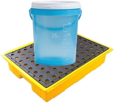 Industrial Spill Containment Pallet Modular Spill Containment Platform - Stackable Anti-Slide Tray With Drain Outlet For Efficient Drum Storage & Leak Prevention, Perfect,Blue+yellow-495x360x105mm