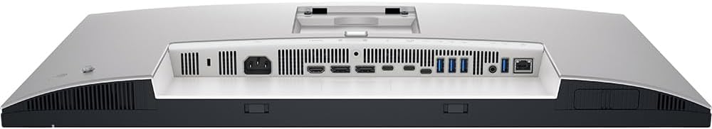 Dell U2725QE monitor rear ports including HDMI, DisplayPort, USB-C, USB-A, and Ethernet