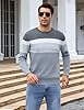 iClosam Men's Round Neck Striped Knit Sweater Slim Fit Long Sleeve Pullover, dark grey, 3XL #5