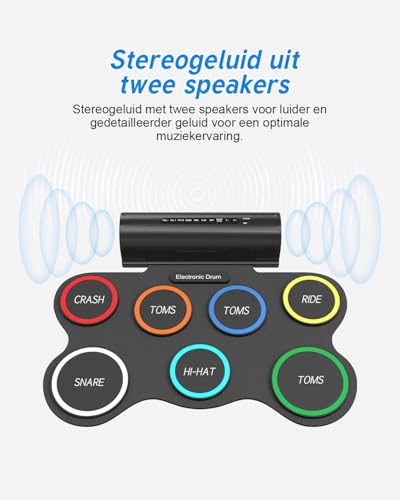 OYAYO Schlagzeug Elektronisch, 7 Pads Faltbares Elektronisches Schlagzeug mit Drumsticks und Dual Speakers, Farbe Tragrbares Elektrische Drum set für Kinder, Anfänger Geburtstag und Geschenk