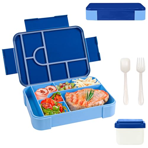 Zyluniy Fiambrera Infantil Lunch Box 1300ML, Bento Box Fiambrera Infantil con Compartimentos y Cubiertos, Loncheras Hermetico Fiambreras para Adultos Niños Escuela Oficina Trabajo Picnic, Azul