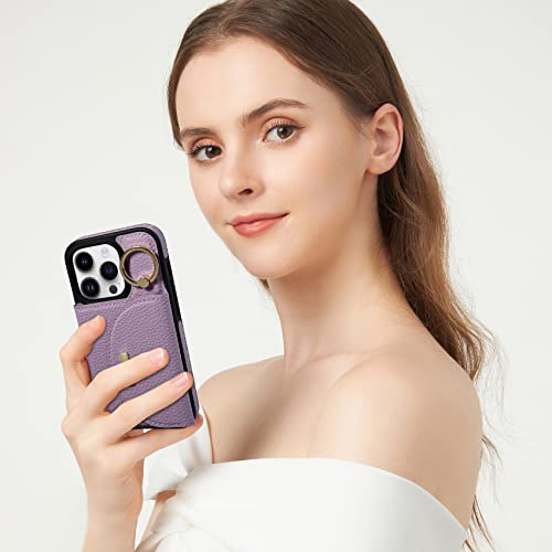 Keallce Case For Iphone 14 Pro 6.1'' 2022, Flip Wallet Case With Card Slots, Ring Stand Holder Kickstand, Folio Leather Protective Phone Cover For Ladies Women Compatible With Iphone 14 Pro 5G, Purple #TOP4