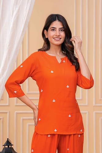 Image of Women's Printed Night Suit Set Pajama with Top Lightweight Soft & Comfy Sleepwear for Girls & Women