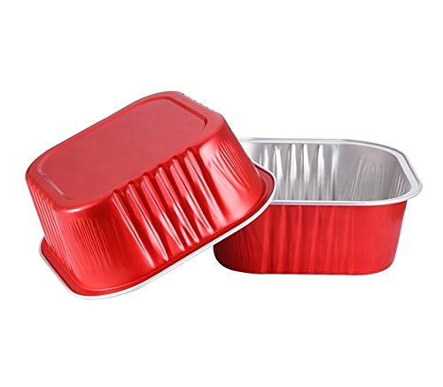 Keisen Square 4 2/5" 10Oz 300Ml 24/Pk Disposable Aluminum Foil Cups For Muffin Cupcake Baking Bake Utility Ramekin Cup (Red) #TOP2