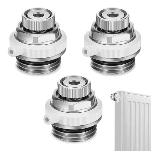 Casenly Vanne de radiateur à Purge Automatique, 3 Pièces Vanne de Purge BSP 1/2 Soupape Évacuation à Air Évent Automatique en Laiton à Air à Coupure