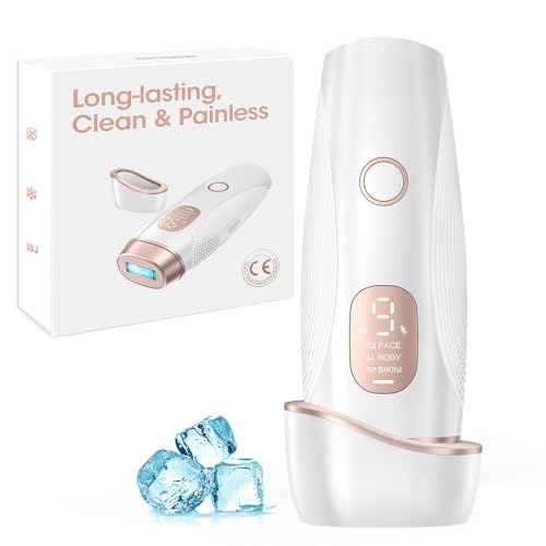 IPL Laser Hair Removal Device for Women and Men, Ice Cooling Painless Laser Hair Remover for Bikini Line, Face, Body, Unlimited Flash, 9 Levels, 3 Modes, Salon Quality Result at Home