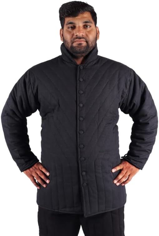 THE MEDIEVALS Abrigo de gambeson de manga completa acolchado grueso medieval con armadura de Aketon rezagado, tela de algodón