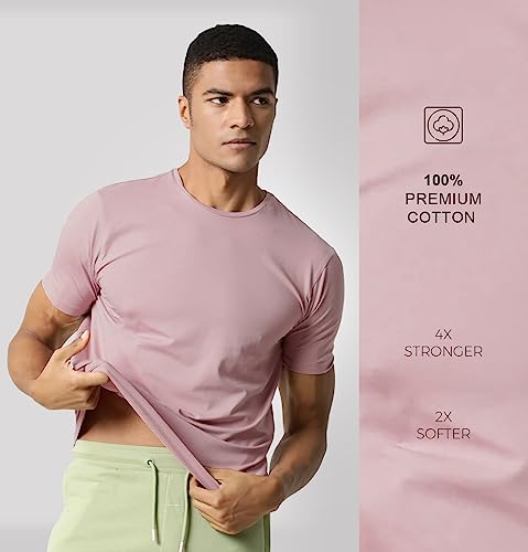 Image of Sleepynuts Round Neck Plain Cotton T-Shirt for Men Pack of 4